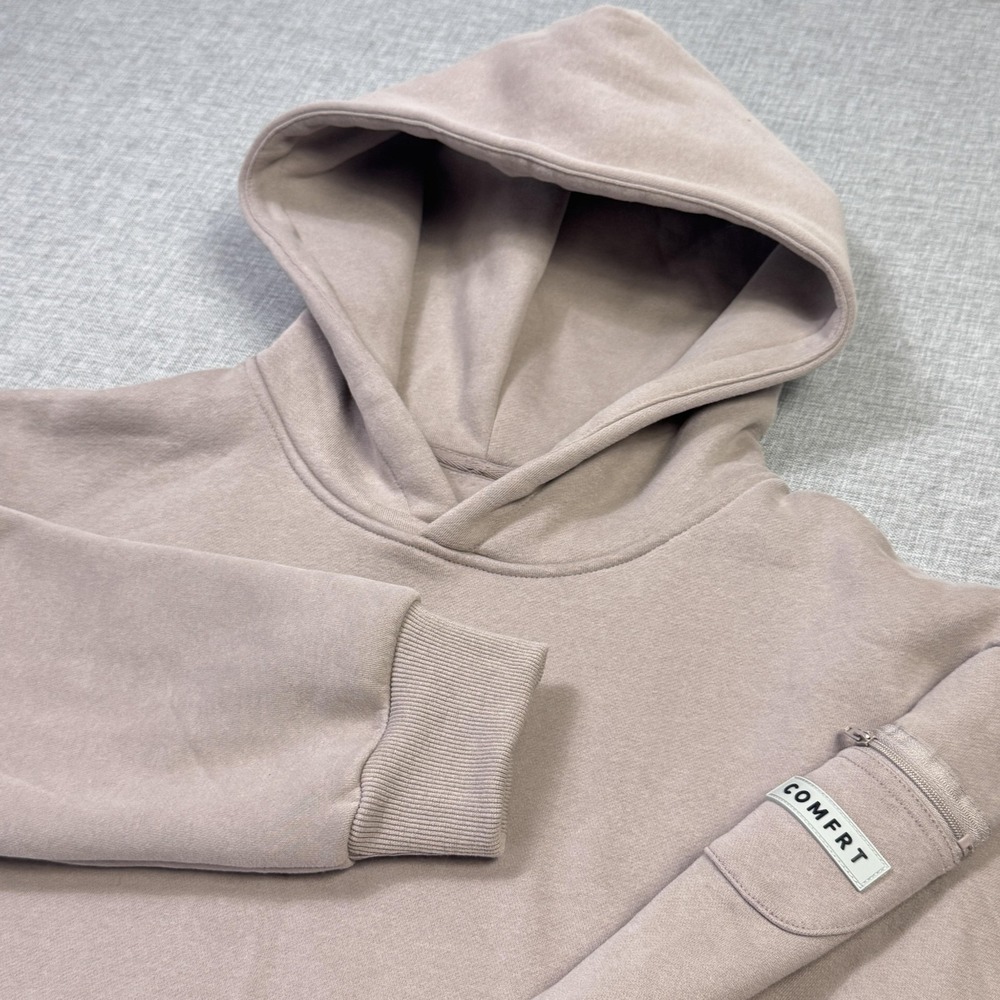 Comfrt Hoodie Mens Small Beige Nude Color Pullover Heavyweight Soft Fleece